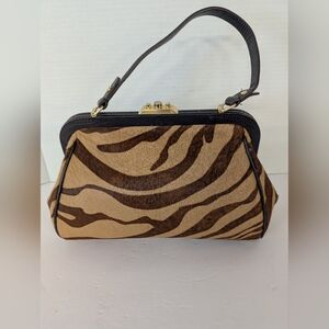 Vintage Bag Natural Animal  Print Doctors Style Bag By Ann Taylor